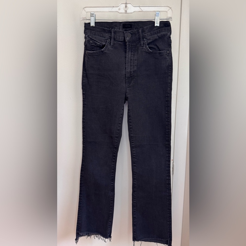 MOTHER Denim Insider Crop Step Fray Black Guilty as Sin Jeans Raw Hem Size 27 - Picture 3 of 8